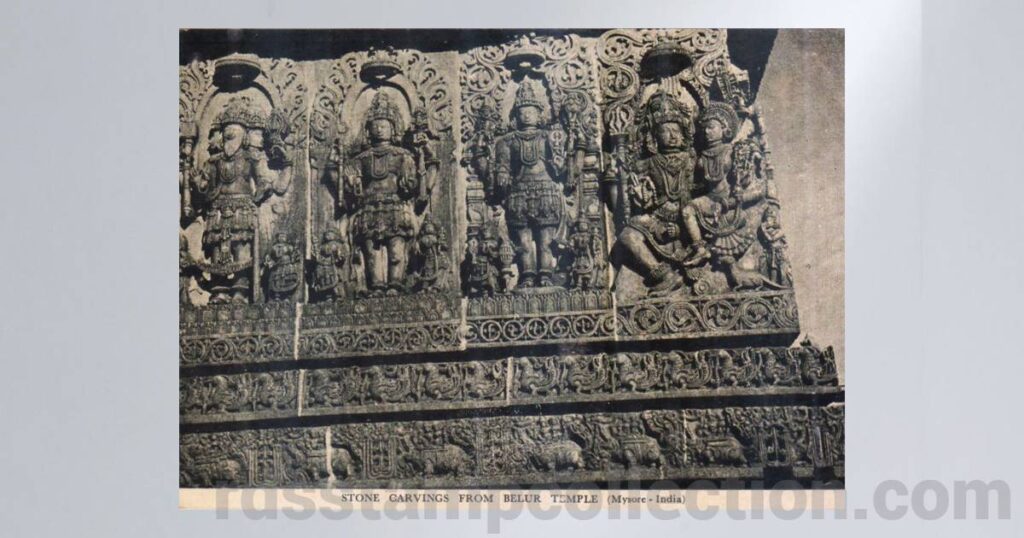 1964: India’s Third Balloon Mail Flight - Stone Carvings from Belur Temple (Mysore - India) - Front Side
