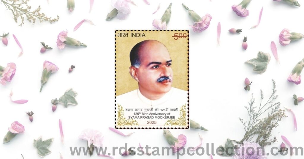 The commemorative stamp released on July 9, 2025, by India Post to honor Dr. Mookerjee.