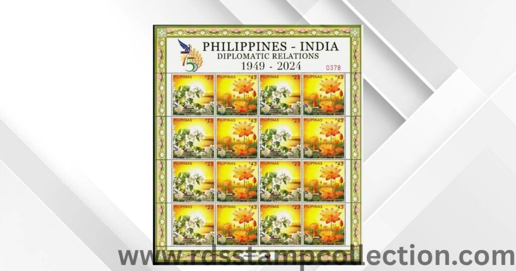Philippines sheetlet featuring eight pairs of national flower stamps.