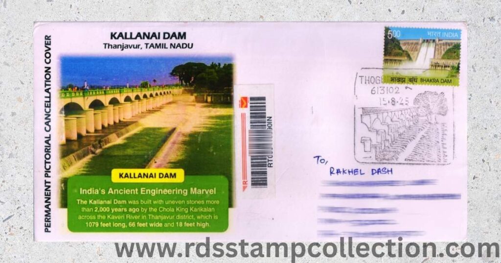 Philatelic commemorative cover prepared by Mr. Anthony OJ, from Tamil Nadu and sent through registered post from Thogur Sub Post Office on 15.08.2025.