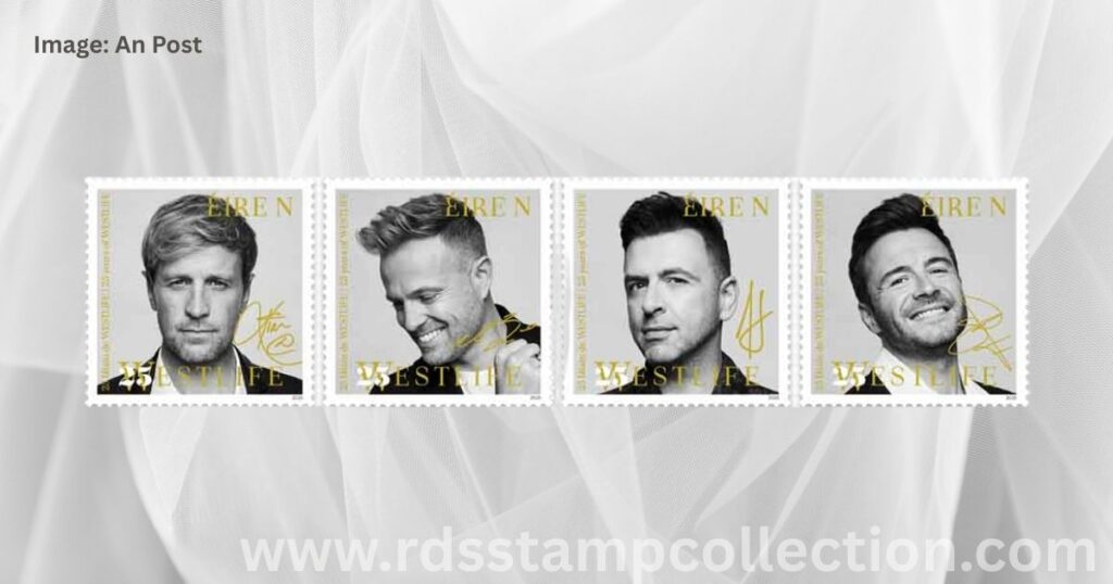Westlife – Booklet of 4 National Stamps released by An Post to celebrate 25 years of the iconic boyband.