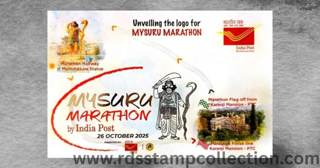 Picture Postcard released on 11 August 2025 at Bengaluru GPO announcing the countdown to Mysuru Marathon 2025.