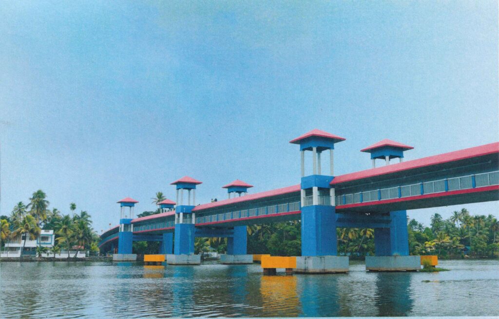 Padaharamp Bridge at Thakazhy, Alappuzha postcard highlighting Kerala’s waterways and local bridge infrastructure.